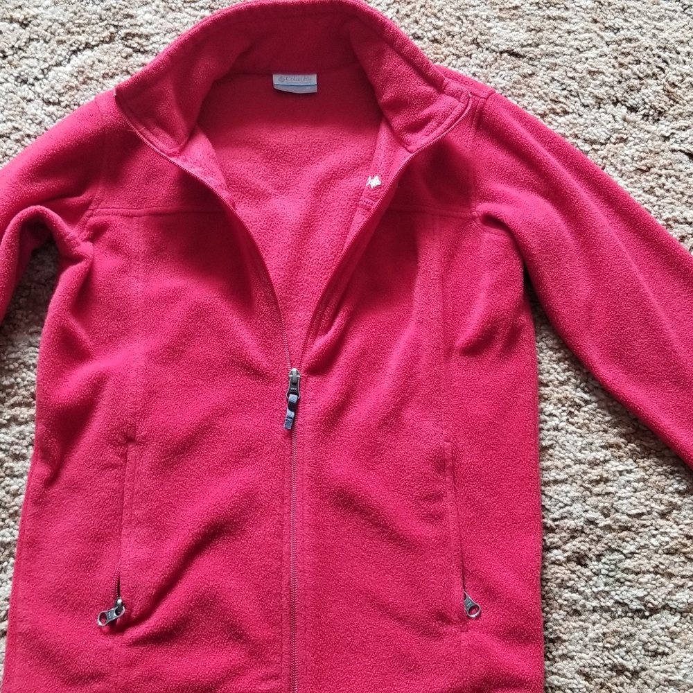 Red zip up jacket